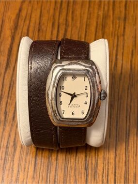 Silpada Women’s "That's a Wrap" Double Leather Band Watch – Brown & Silver